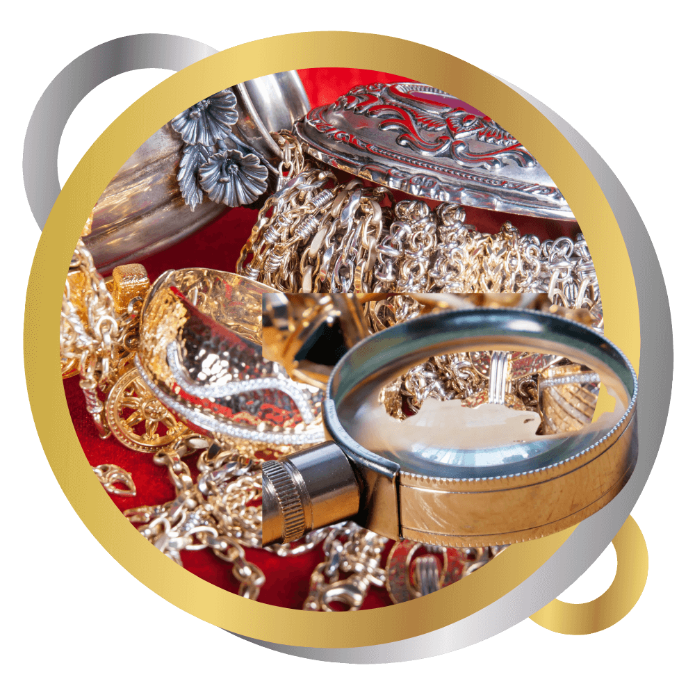 Mixed gold and silver jewelry. treasure chest